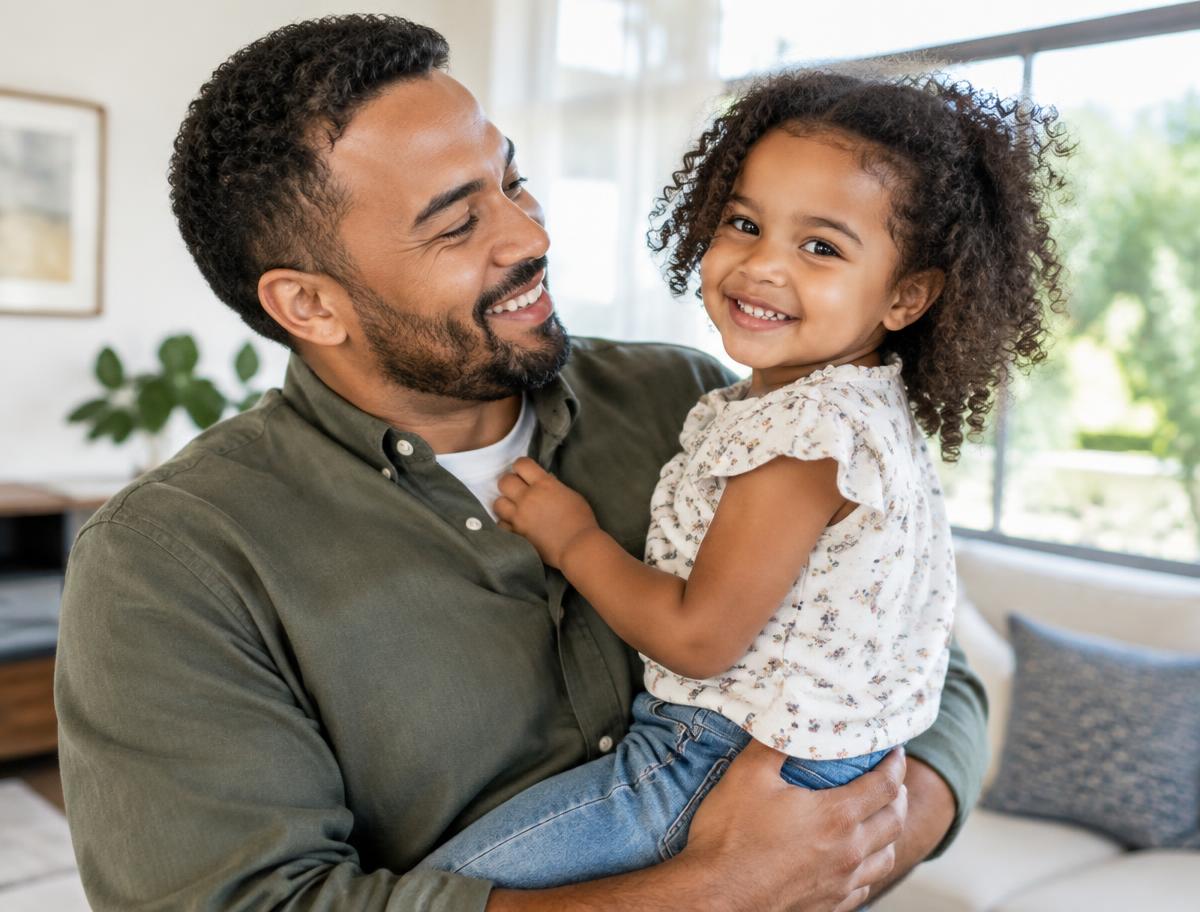 Father holding his young child