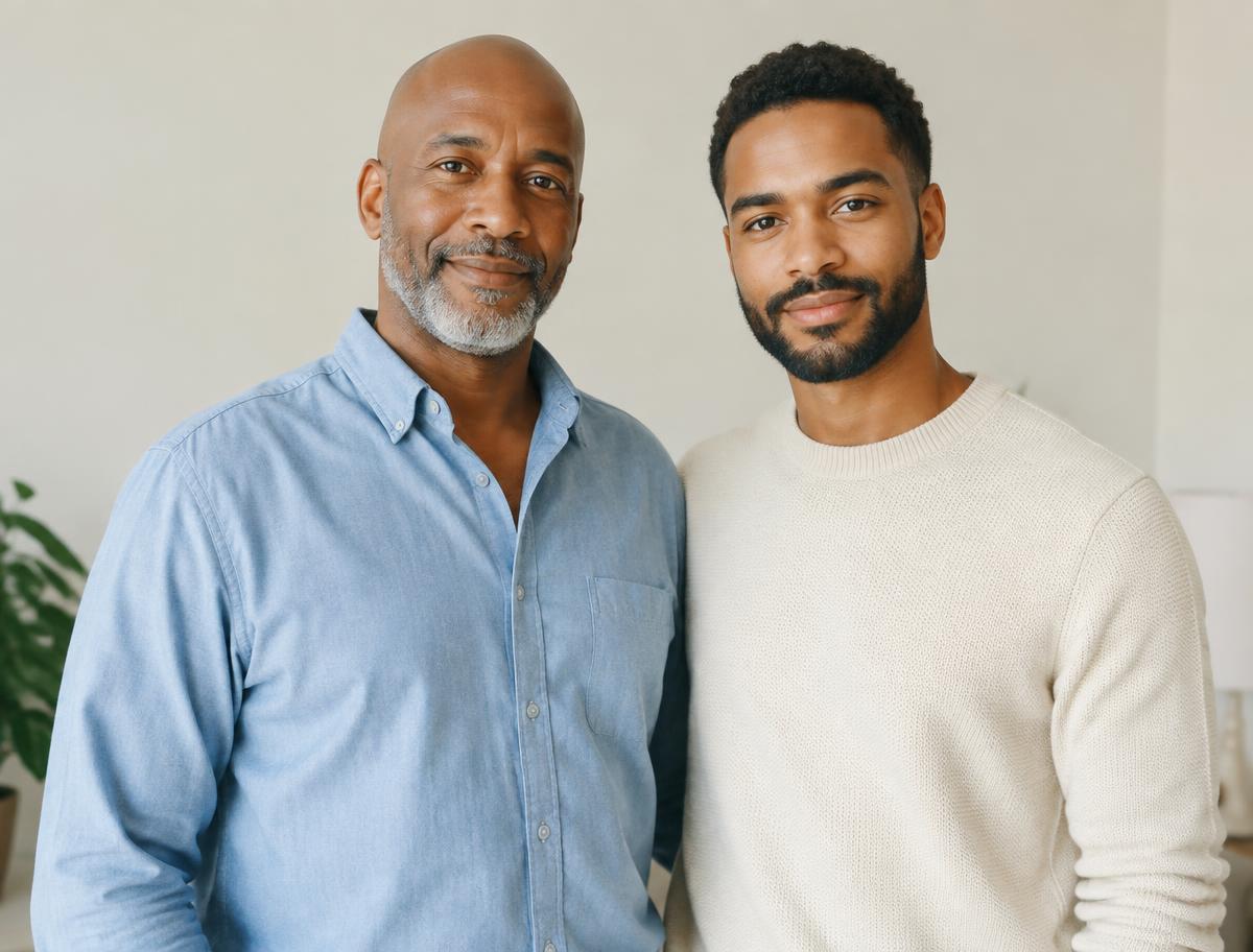 Two adult men standing side by side